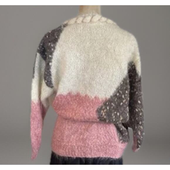 Vintage Hand Knit Art Sweater | Boho | Mohair Multi Knit | Patchwork | RARE - Picture 14 of 16
